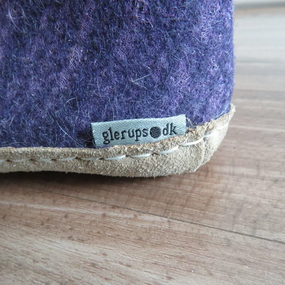GLERUPS Slip On Purple 100% Natural Wool Slipper Booties Boots Baby Size US 5.5 - Picture 5 of 10